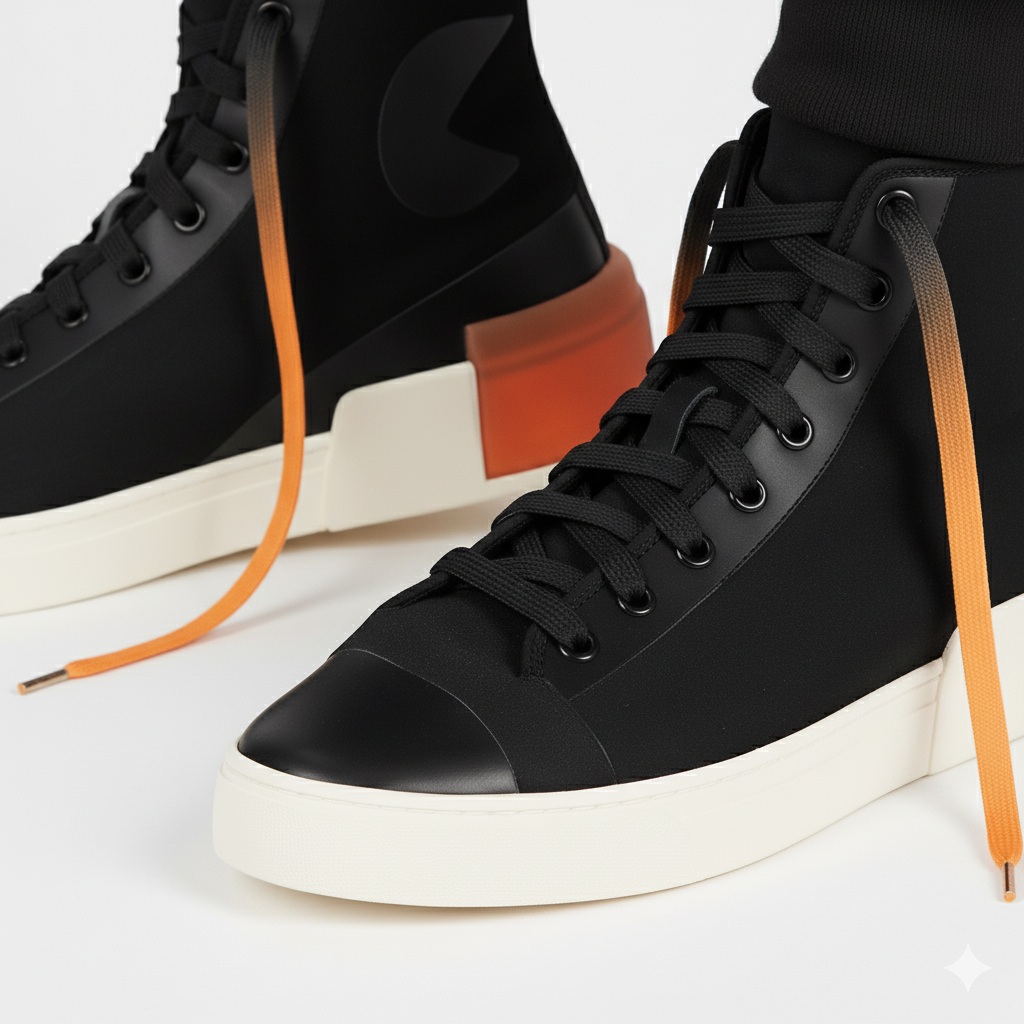Firestarter Ombre Fade Gradient Shoelaces | Black-Orange | Premium Gradient Flat Sneaker Laces by KNOTTY by KNOTTY