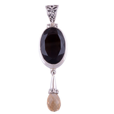 Smoky Topaz, Citrine 925 Sterling Silver Pendant - R300296-20