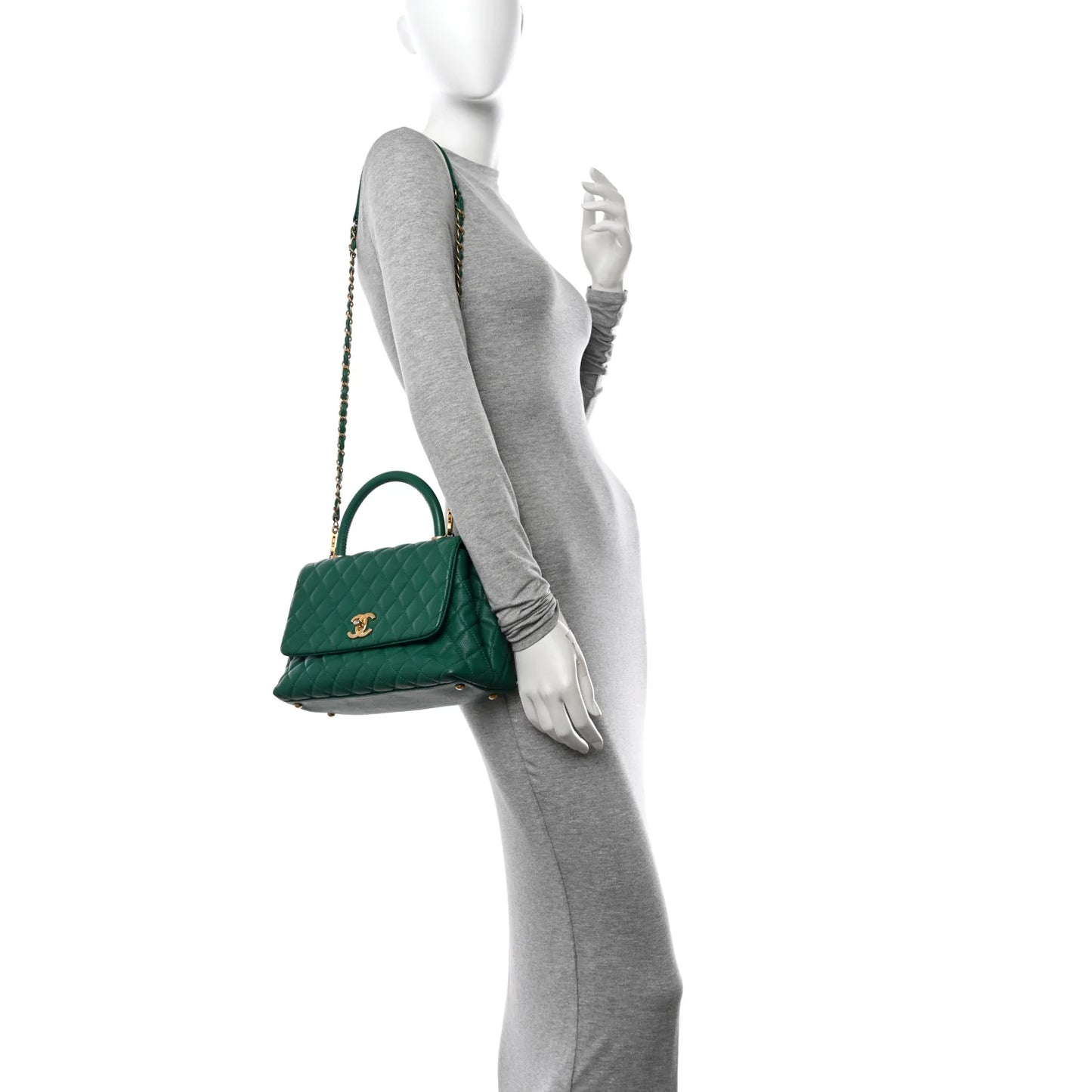 Chanel Caviar Quilted Small Coco Handle Flap – Green