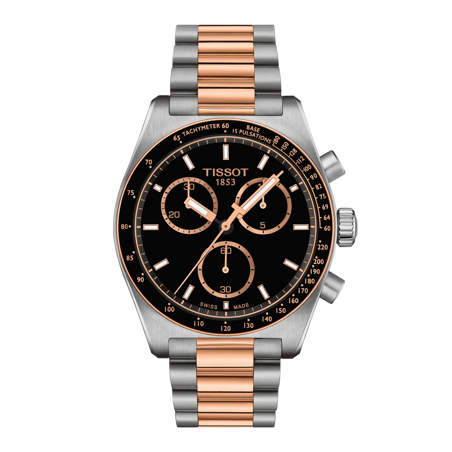 Tissot PR516 40mm Chronograph T149.417.22.051.01 – Black Dial & Rose Gold PVD Bi-Color Bracelet