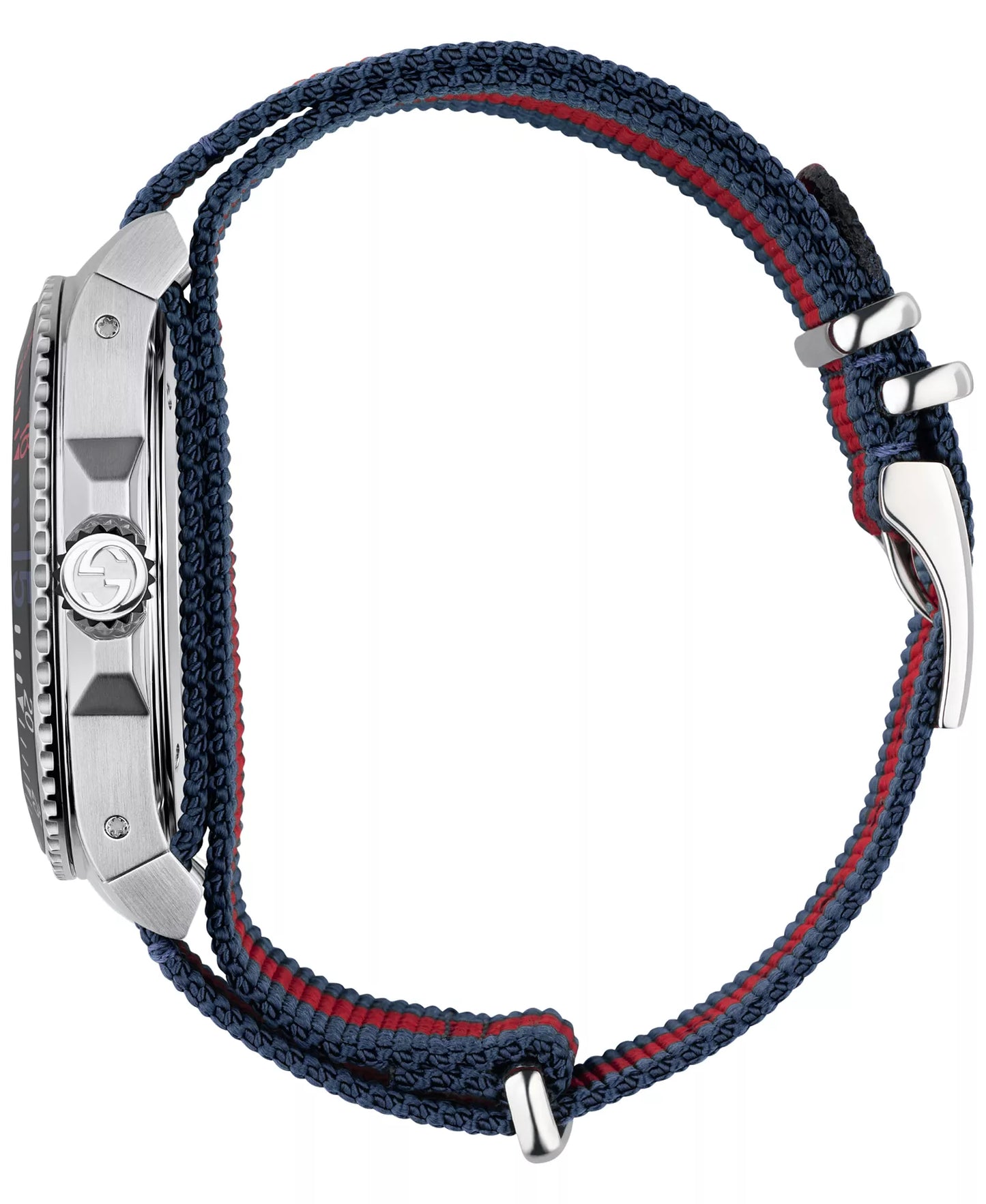 Men’s Gucci YA136210 Dive Quartz Black Dial Multicolored Textile Strap Watch