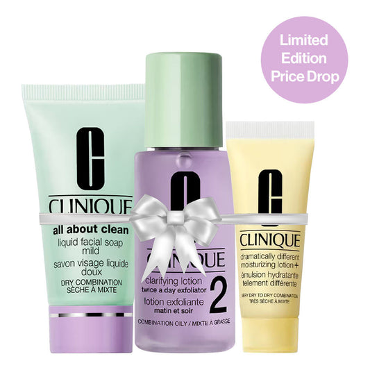 Clinique 3-Step Daily Skincare Essentials for Dry to Combination Skin | Skin - Kits & Combos
