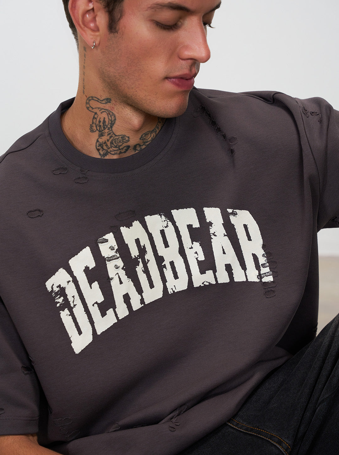Distressed Ash Grey Tee by DEADBEAR