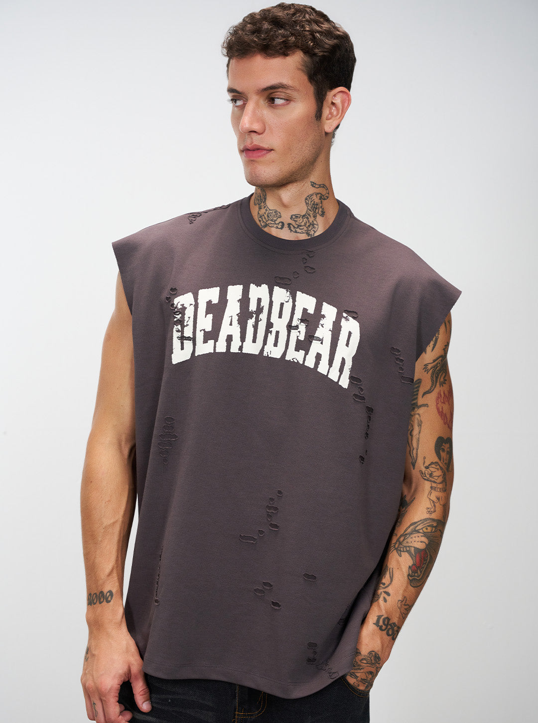 Distressed Ash Grey Tank by DEADBEAR