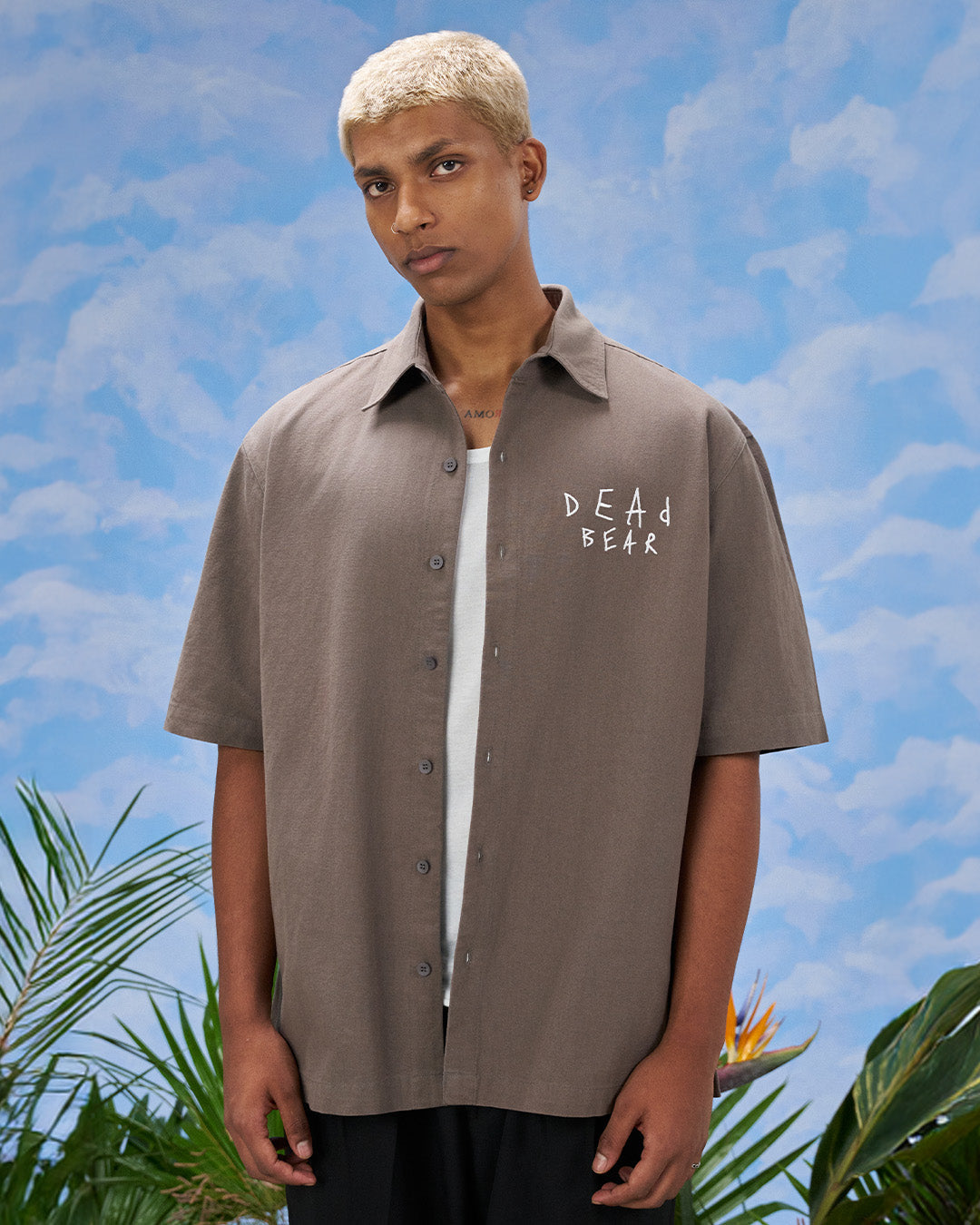 Scribbled Logo Shirt Taupe by DEADBEAR