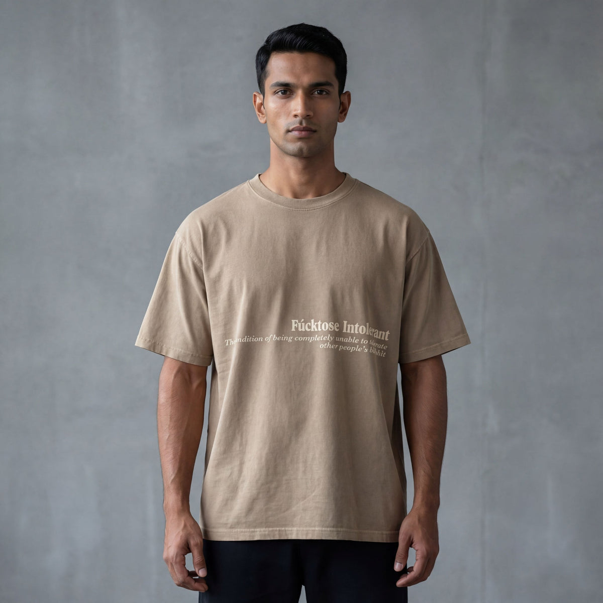 FUCKTOSE INTOLERANT T-SHIRT - STONE by GREY AREA