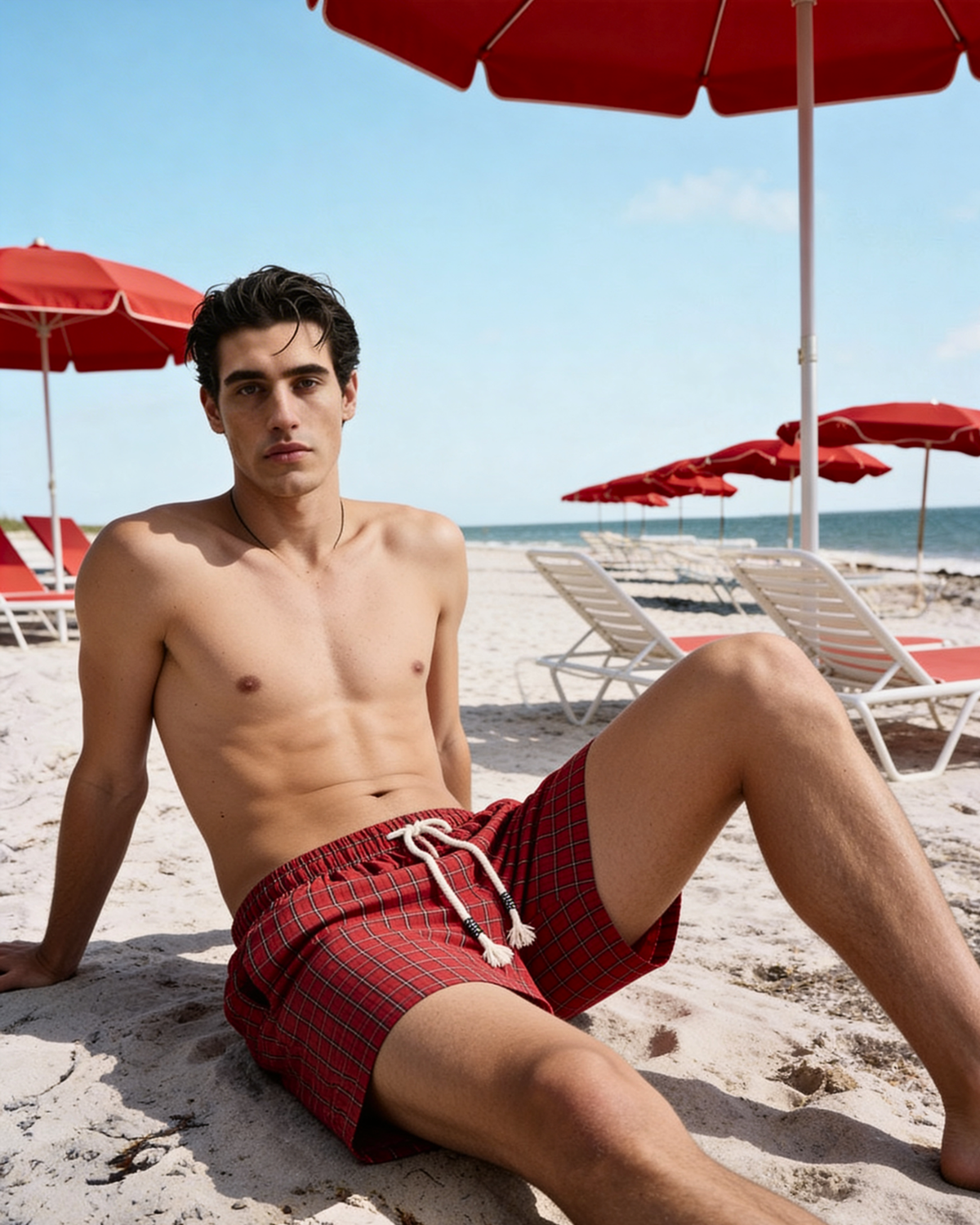 Red Checkered Boxer Shorts by BOMAACHI