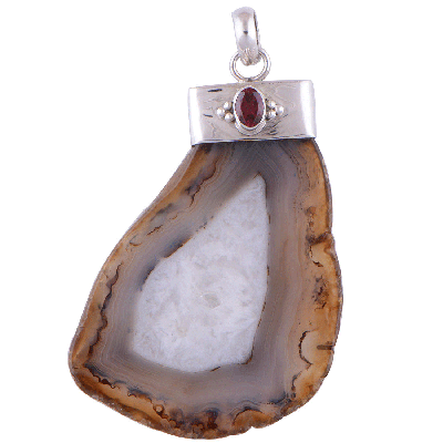 Imperial Jasper, Garnet 925 Sterling Silver Pendant - R100438-3