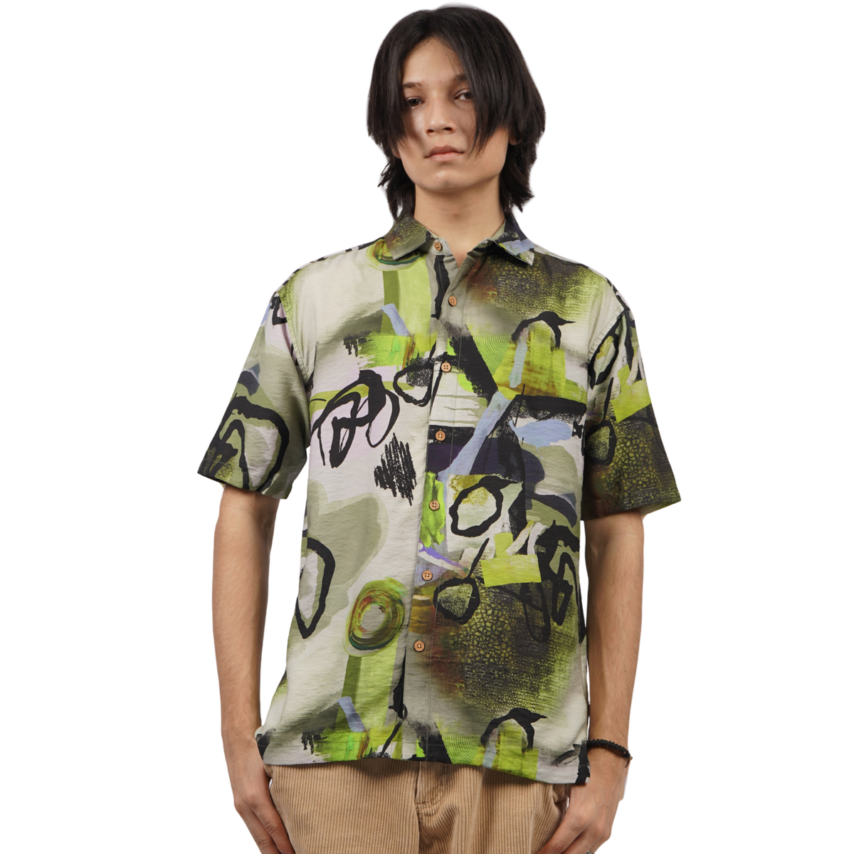GREEN PULSE ART PRINTED SHIRT by GREY AREA
