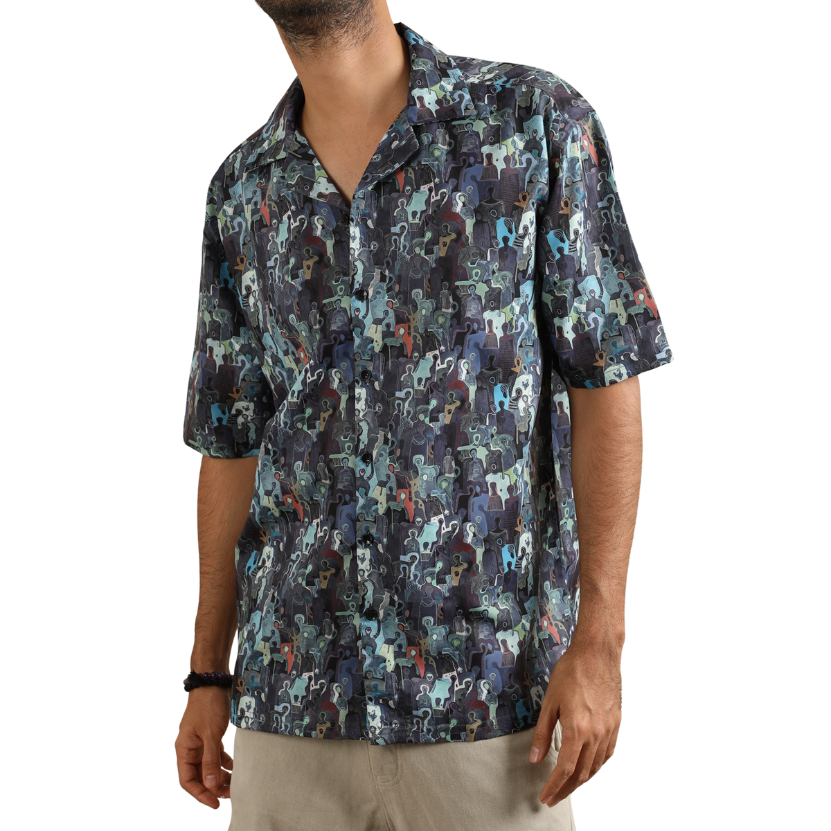 MIDNIGHT MOSAIC CUBAN COLLAR SHIRT by GREY AREA