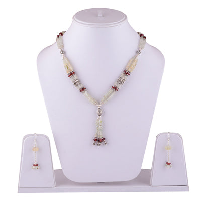 925 Sterling Silver Garnet, Prehnite Jewellery Set - R5000139-1