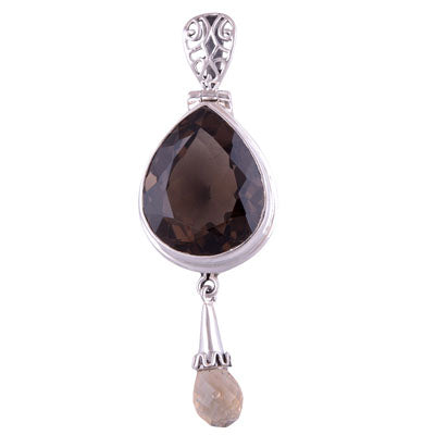 Smoky Topaz, Citrine 925 Sterling Silver Pendant - R300296-12