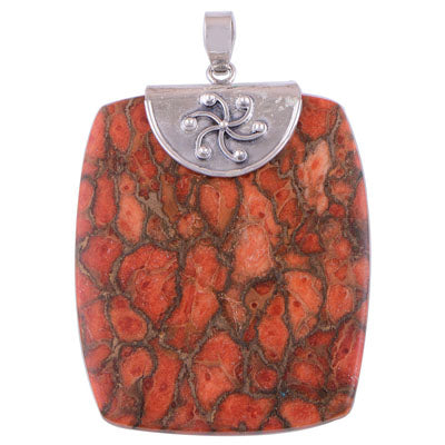 Red Copper Turquoise 925 Sterling Silver Pendant - R100728-2