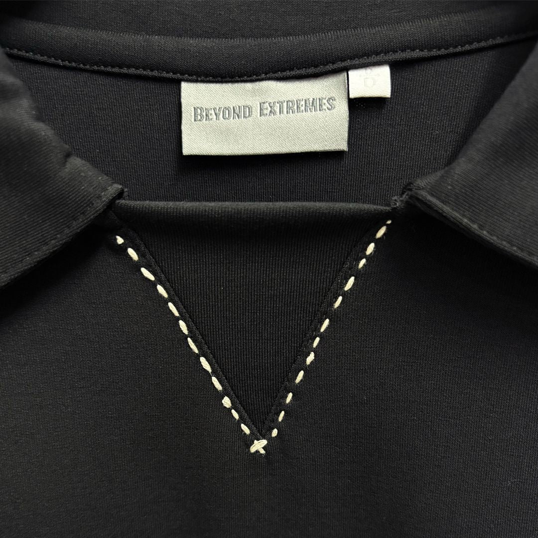 Kantha Polo T-shirt in Black [Unisex] by Beyond Extremes