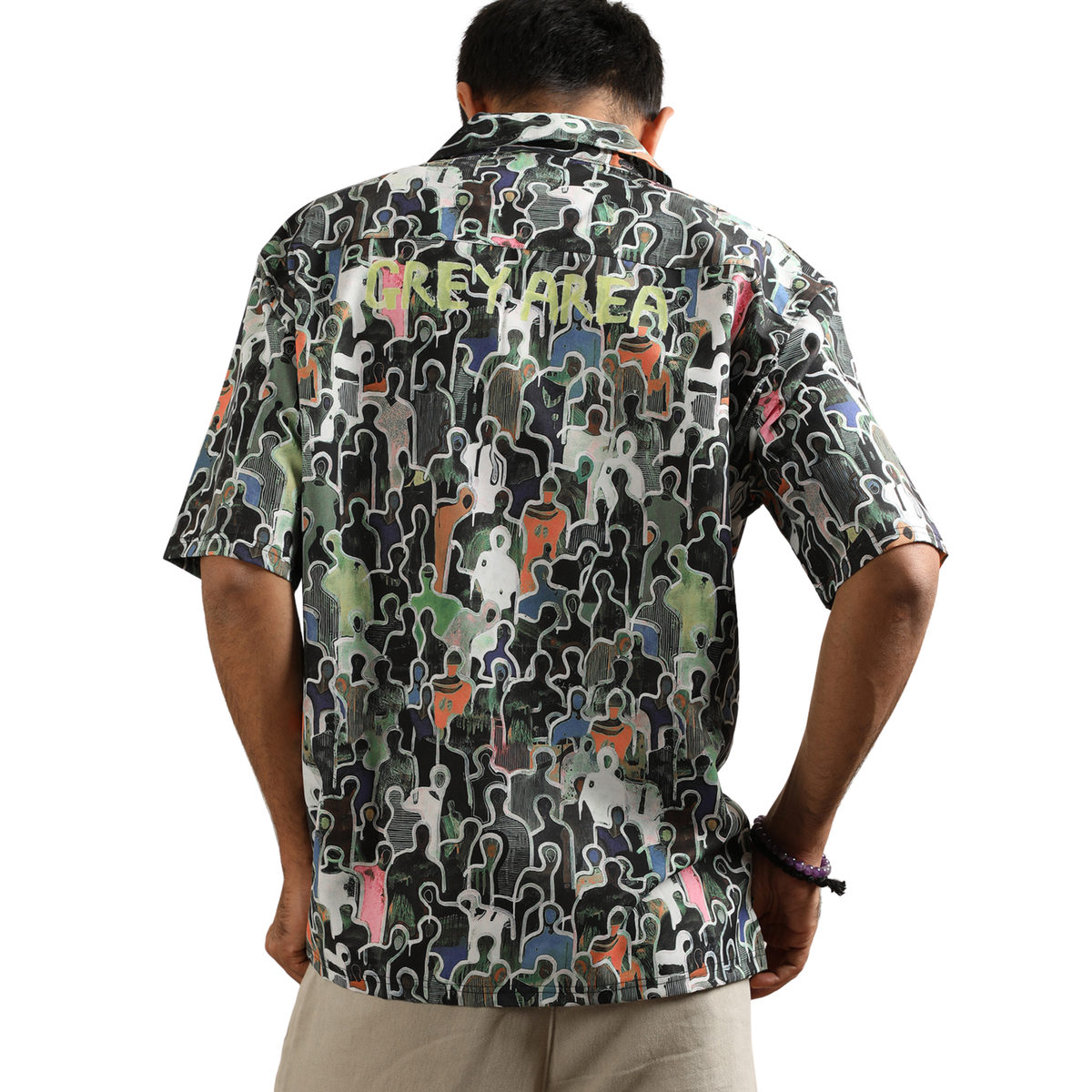 CHARCOAL SILHOUETTES CUBAN COLLAR SHIRT by GREY AREA