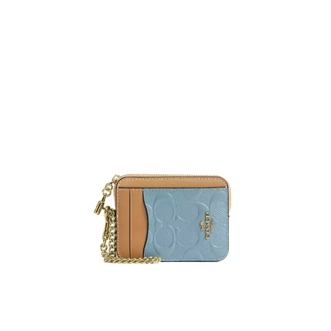 Coach Zip Card Case In Signature Leather With Charm by COACH