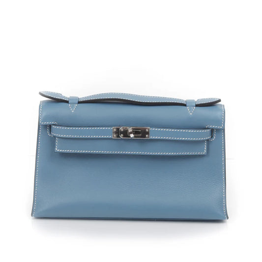 Hermès Swift Kelly Pochette Clutch – Blue Jean