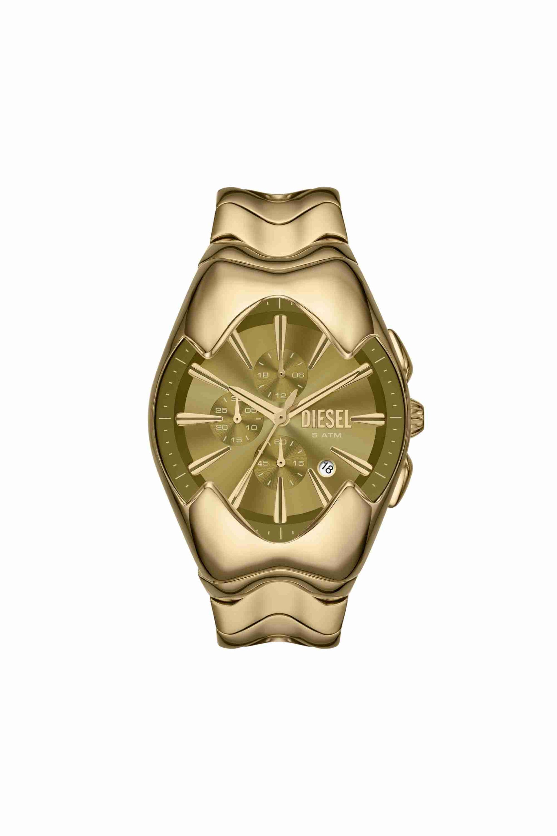 Silver Diesel Mercurial Chronograph Gold-Tone Stainless Steel Watch