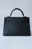 Hermès Mini Kelly 20 – Black Epsom Leather with Gold Hardware