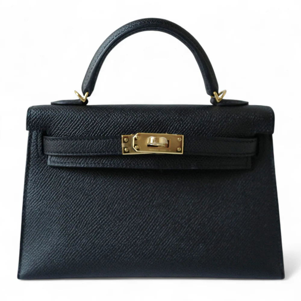 Hermès Mini Kelly 20 – Black Epsom Leather with Gold Hardware