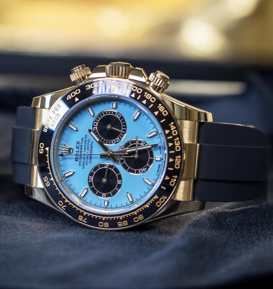 Men’s Rolex Daytona 126518LN Yellow Gold Tiffany Dial Oysterflex Chronograph