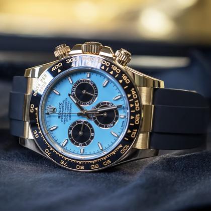 Men’s Rolex Daytona 126518LN Yellow Gold Tiffany Dial Oysterflex Chronograph