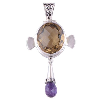 Amethyst, Lemon Topaz 925 Sterling Silver Pendant - R300295-9