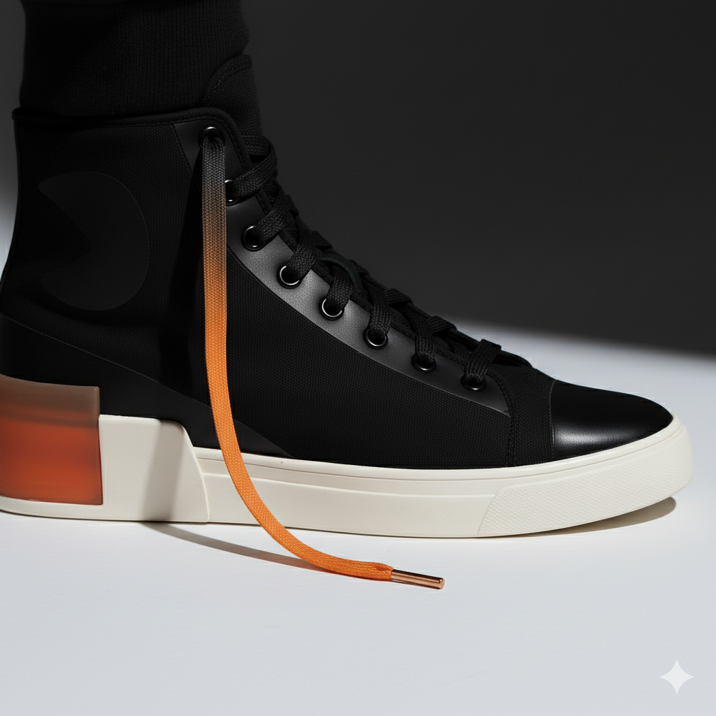 Firestarter Ombre Fade Gradient Shoelaces | Black-Orange | Premium Gradient Flat Sneaker Laces by KNOTTY by KNOTTY