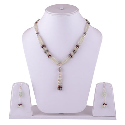 925 Sterling Silver Prehnite, Garnet Jewellery Set - main product photo (R5000173-8)