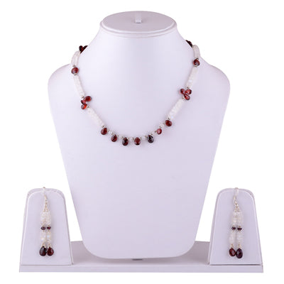 925 Sterling Silver Rainbow Moonstone, Garnet Jewellery Set - R5000173-13