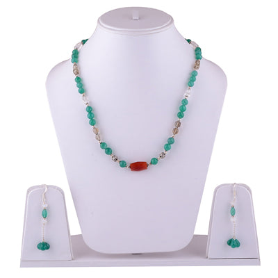 925 Sterling Silver Green Amethyst, Green Onyx, Citrine, Lemon Topaz, Carnelian, Crystal, Rainbow Moonstone Jewellery Set - R5000173-29