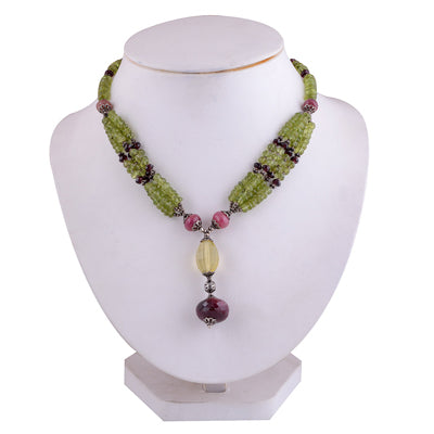 925 Sterling Silver Peridot, Garnet, Ruby, Lemon Jewellery Set - R5000173-48