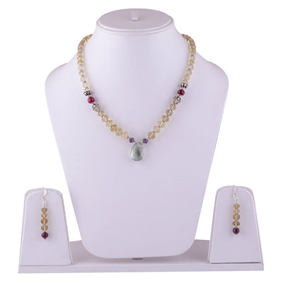 925 Sterling Silver Amethyst, Lemon Topaz, Ruby, Green Amethyst Jewellery Set - R5000173-57
