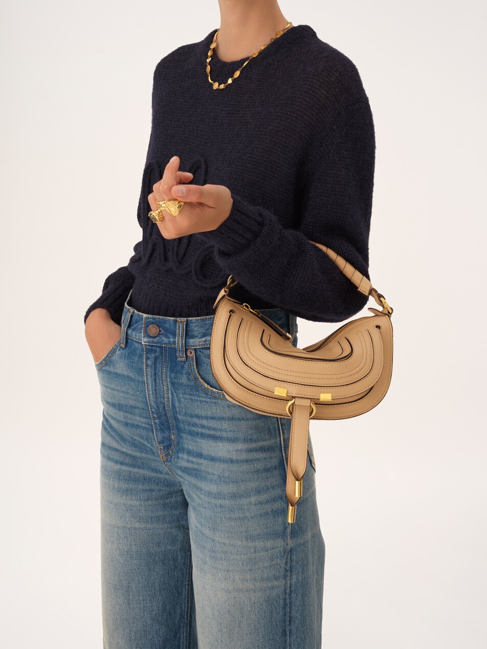 CHLOE Mini Marcie shoulder bag in soft leather Bleached Brown by CHLOE