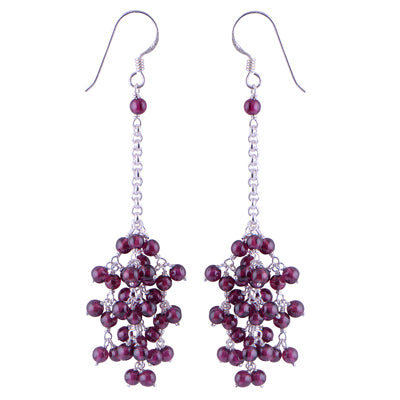 925 Sterling Silver Garnet Earrings - R1500242-12