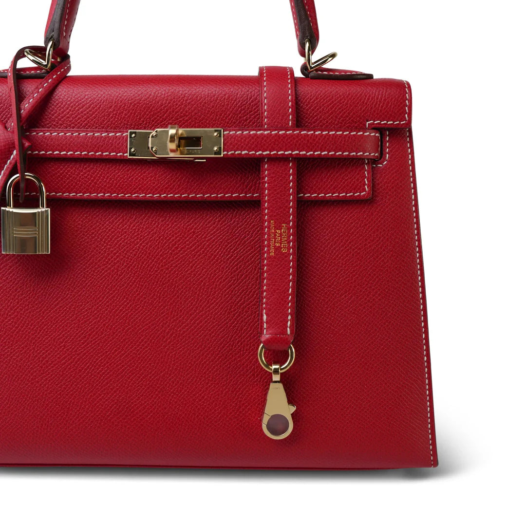 Hermès Kelly Sellier 25 – Bi-Color Rouge Casaque / Bleu Thalassa Epsom - Zeuskicks