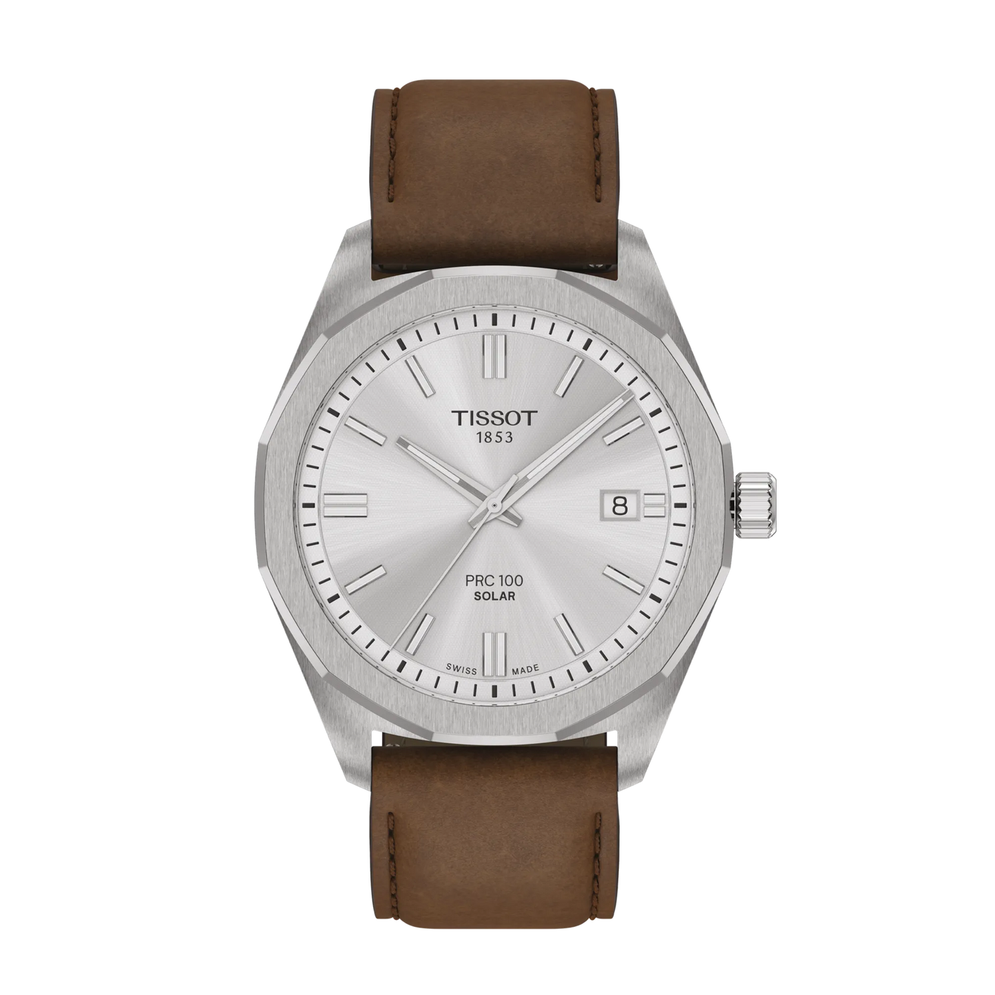 Tissot PRC 100 Solar 39mm T151.422.16.031.00 – Silver Dial, Brown Leather