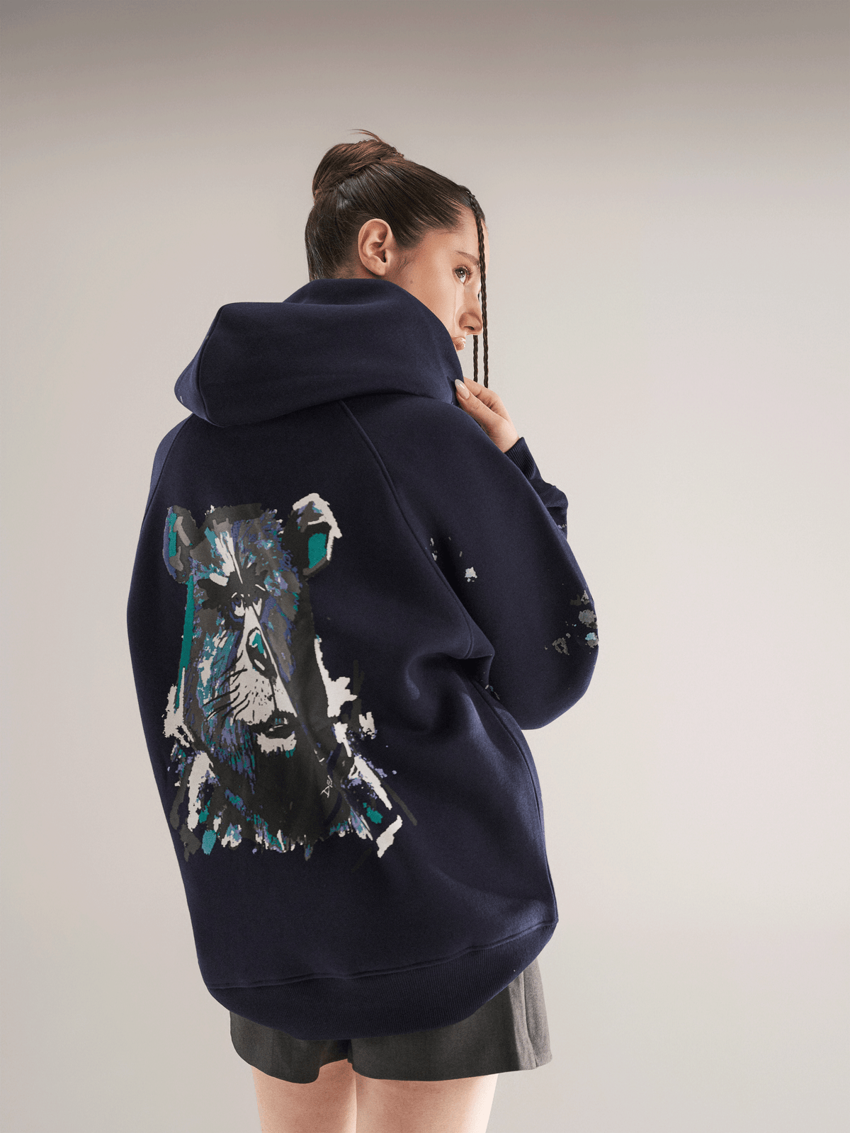 Grumpy Bear Hoodie Navy by DEADBEAR