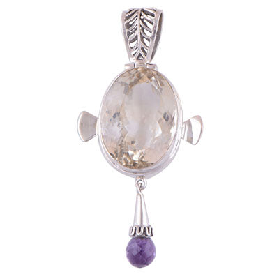 Citrine, Amethyst 925 Sterling Silver Pendant - R300295-48