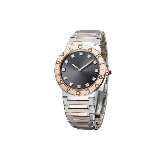 Bvlgari Rose Gold Steel Grey Diamond Watch