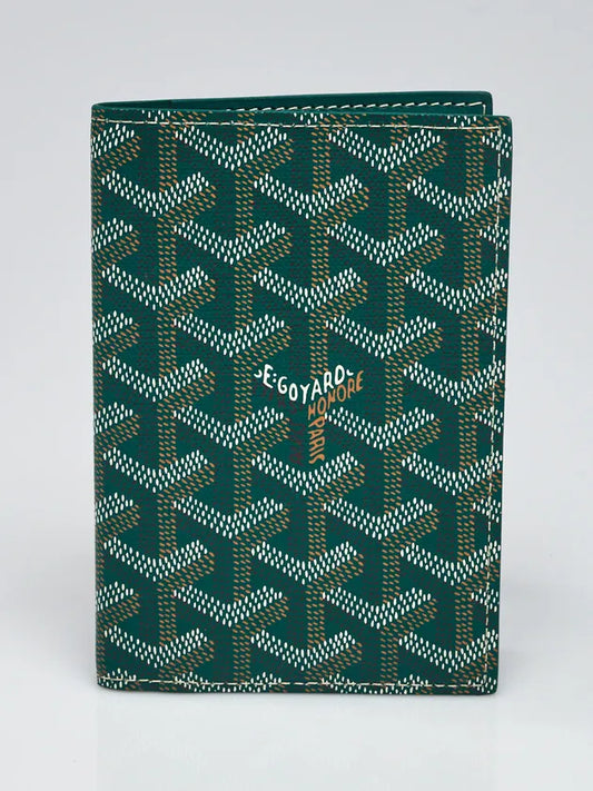 Goyard Grenelle Passport Holder – Green Chevron Coated Canvas - Zeuskicks
