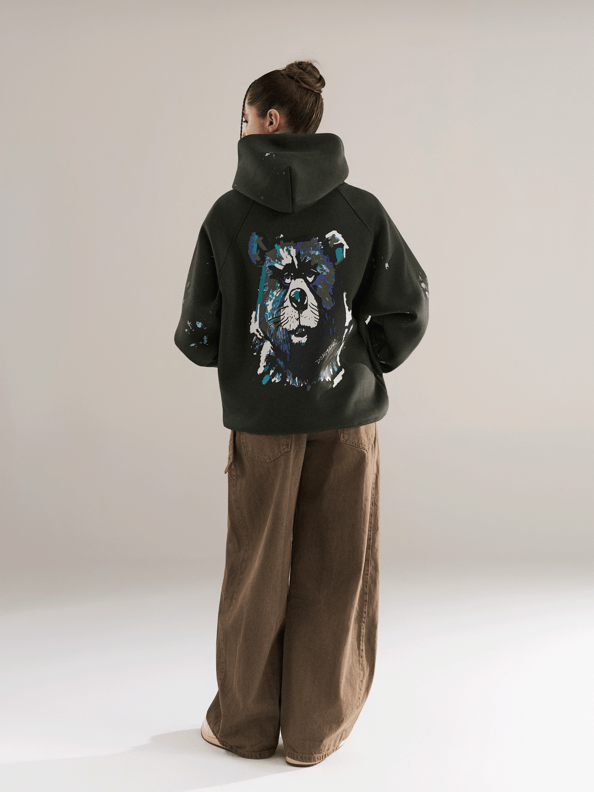 Grumpy Bear Hoodie Olive by DEADBEAR