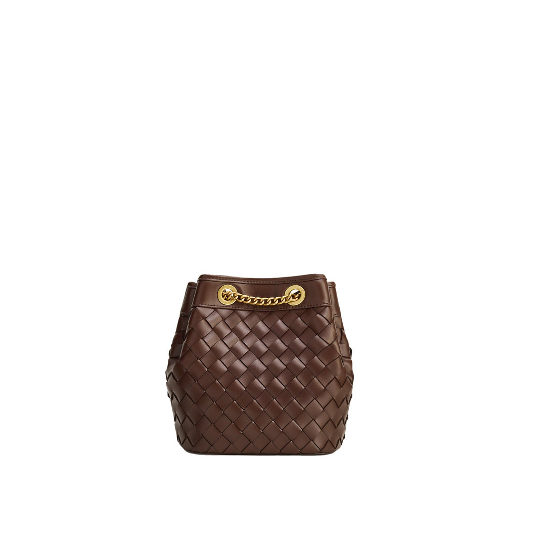 JW PEI Yara Hand-Woven Bucket Bag - Dark Brown by JW PEI