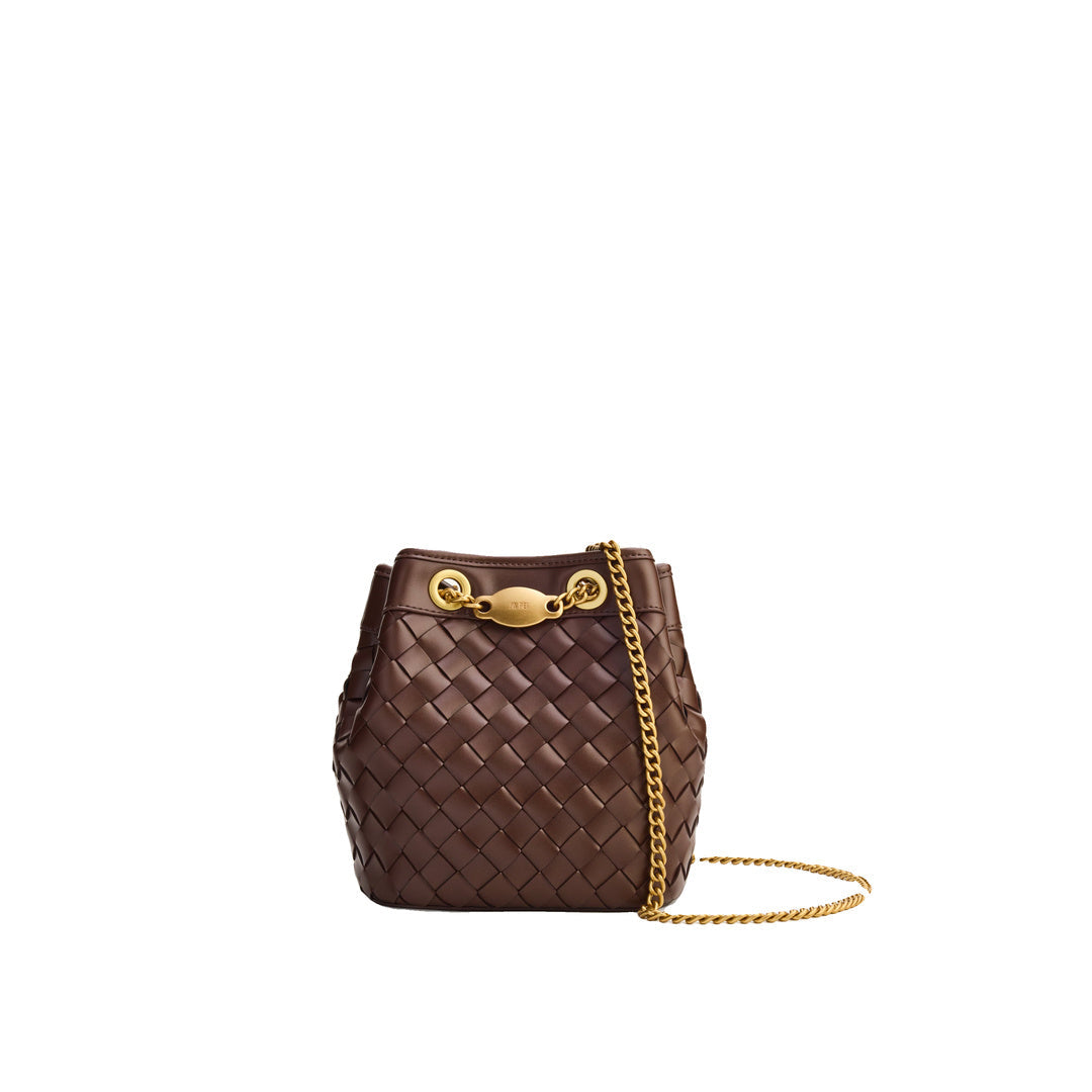 JW PEI Yara Hand-Woven Bucket Bag - Dark Brown by JW PEI