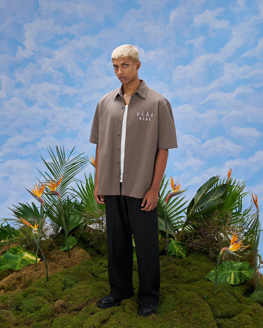 Scribbled Logo Shirt Taupe by DEADBEAR