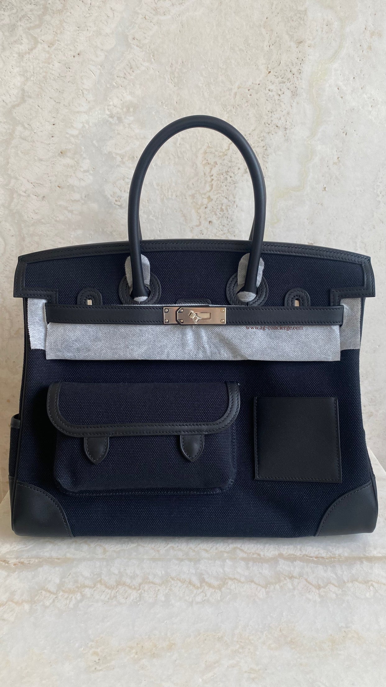 Hermès Birkin 35 Cargo – Goeland/Swift Black with Silver Hardware