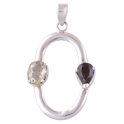 Smoky Quartz, Lemon 925 Sterling Silver Pendant - R300232-7