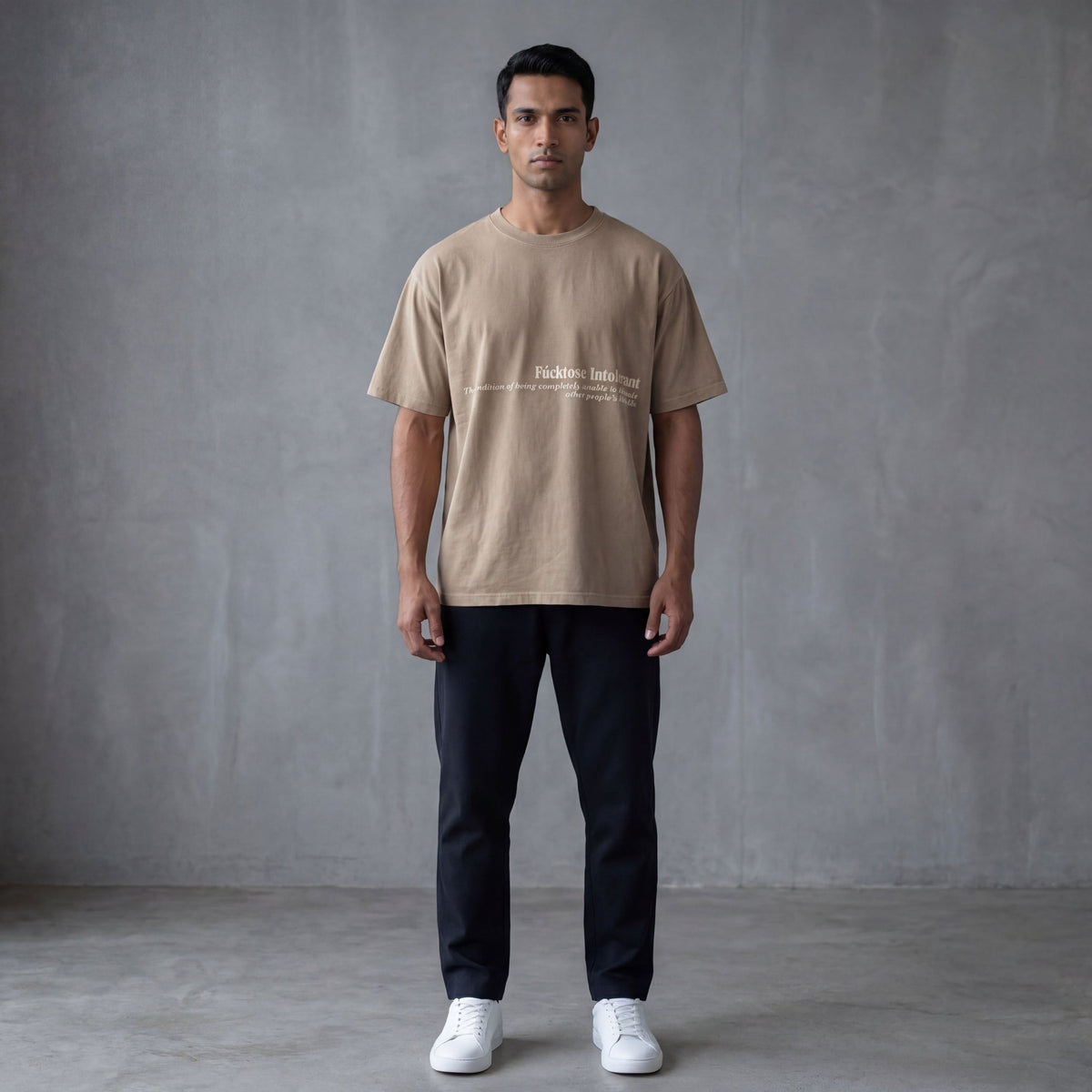 FUCKTOSE INTOLERANT T-SHIRT - STONE by GREY AREA