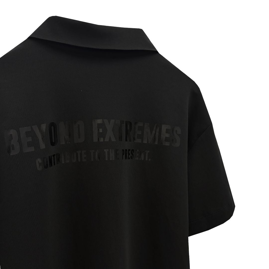 Kantha Polo T-shirt in Black [Unisex] by Beyond Extremes