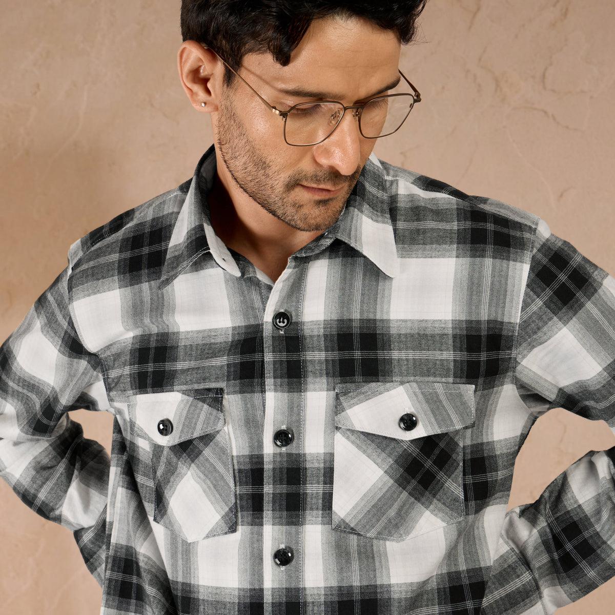 COTTON LIGHTWEIGHT FLANNEL SHIRT - BLACK by Warping Theories